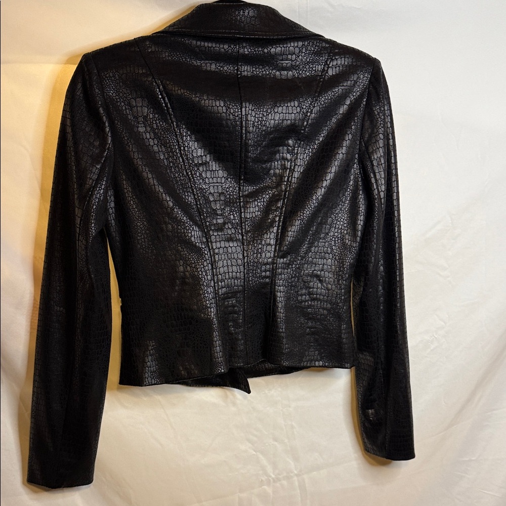 Cache Black Croc-Embossed Leather Jacket - image 2